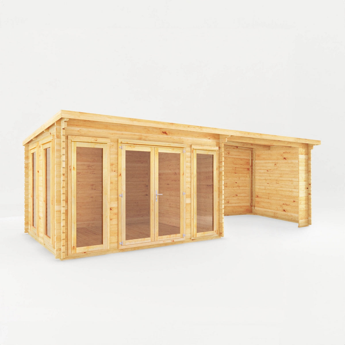 Mercia Studio 10' 11" x 22' 8" Pent Log Cabin - Premium 34mm Cladding Loglap