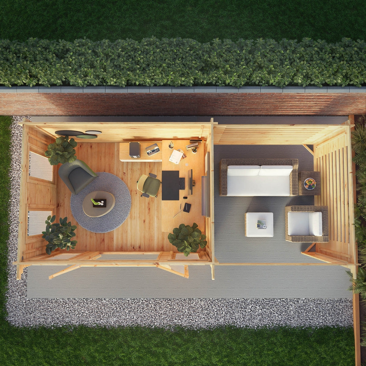 Mercia Studio 10' 11" x 22' 8" Pent Log Cabin Slatted - Premium 34mm Cladding Loglap