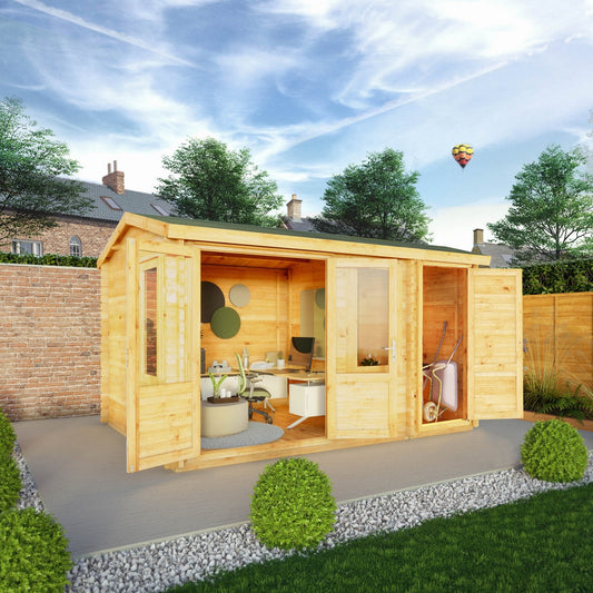 Mercia Elite 10' 3" x 13' 7" Pent Log Cabin - Premium 34mm Cladding Loglap