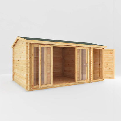 Mercia Studio 10' 3" x 16' 11" Apex Log Cabin - Premium 34mm Cladding Loglap