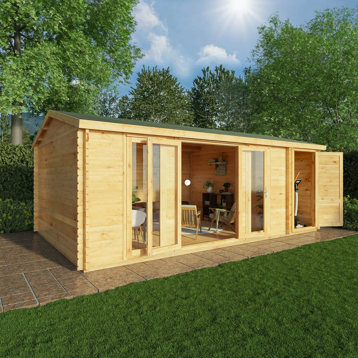 Mercia Studio 13' 7" x 20' 2" Apex Log Cabin - Premium 34mm Cladding Loglap