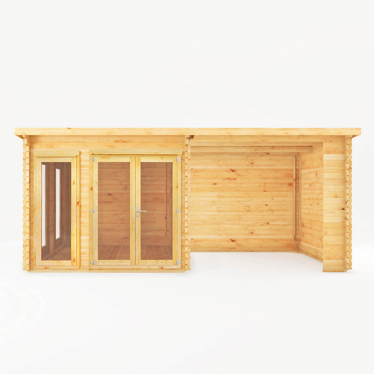 Mercia Studio 10' 11" x 19' 4" Pent Log Cabin - Premium 44mm Cladding Loglap