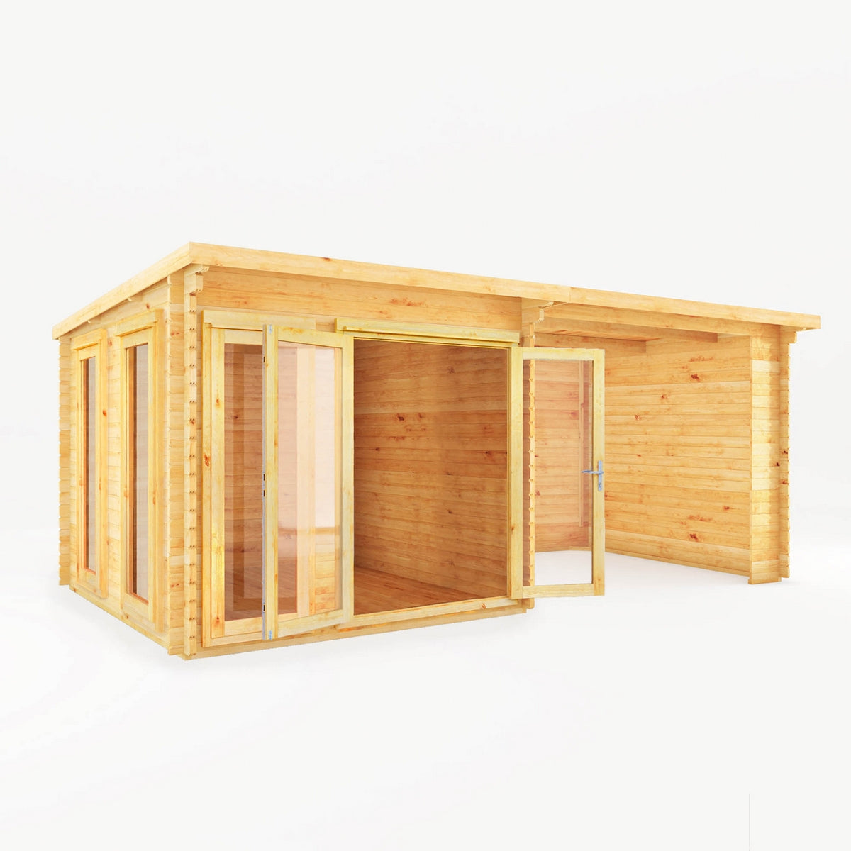 Mercia Studio 10' 11" x 19' 4" Pent Log Cabin - Premium 44mm Cladding Loglap