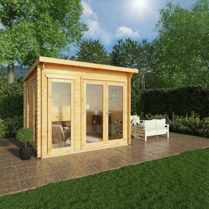 Mercia Studio 9' 11" x 9' 11" Pent Log Cabin - Premium 44mm Cladding Loglap