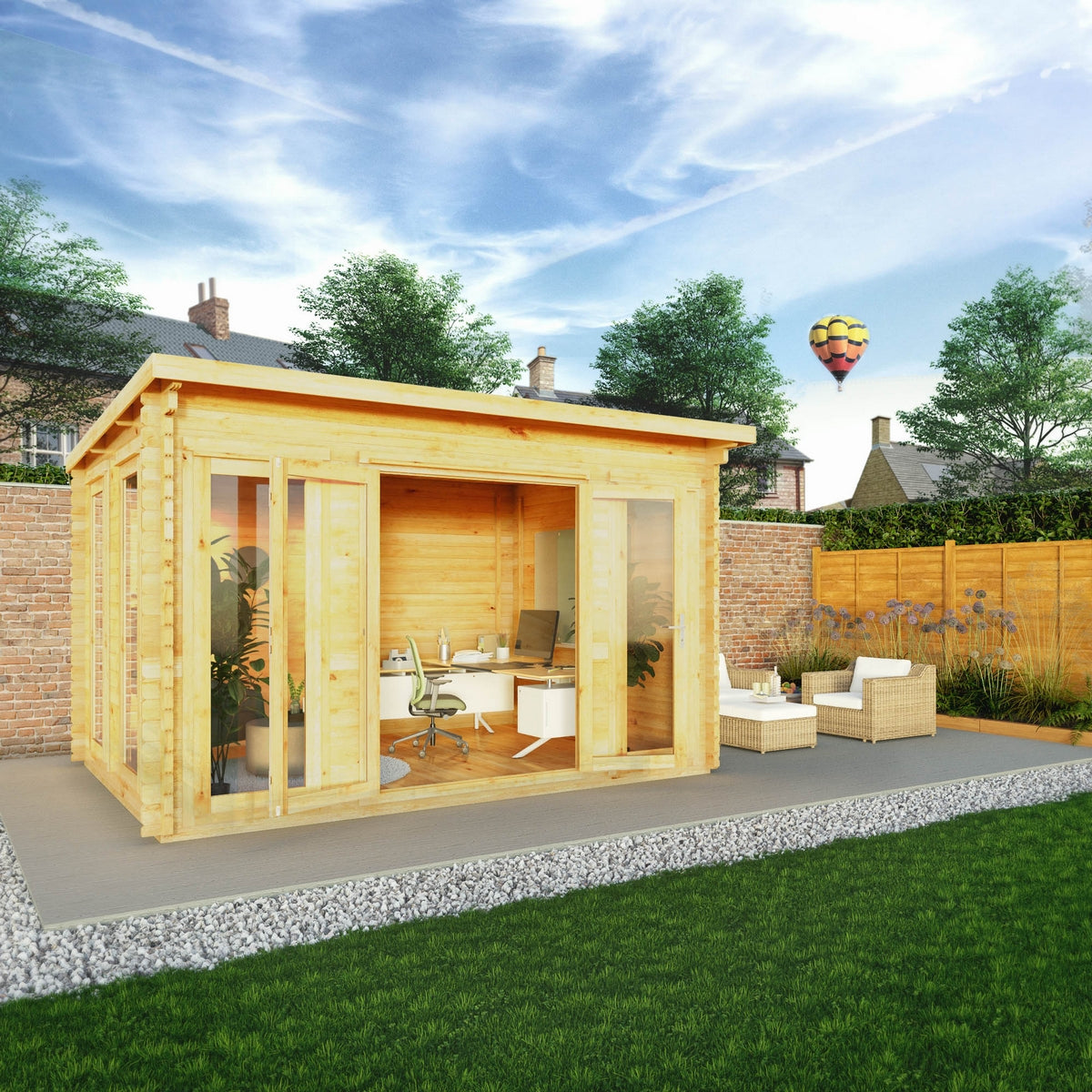 Mercia Studio 9' 3" x 12' 6" Pent Log Cabin - Premium 44mm Cladding Loglap