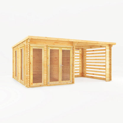 Mercia Studio 10' 11" x 19' 4" Pent Log Cabin Slatted - Premium 44mm Cladding Loglap