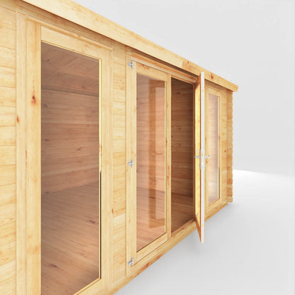 Mercia Studio 11' 11" x 14' 10" Apex Log Cabin - Premium 44mm Cladding Loglap