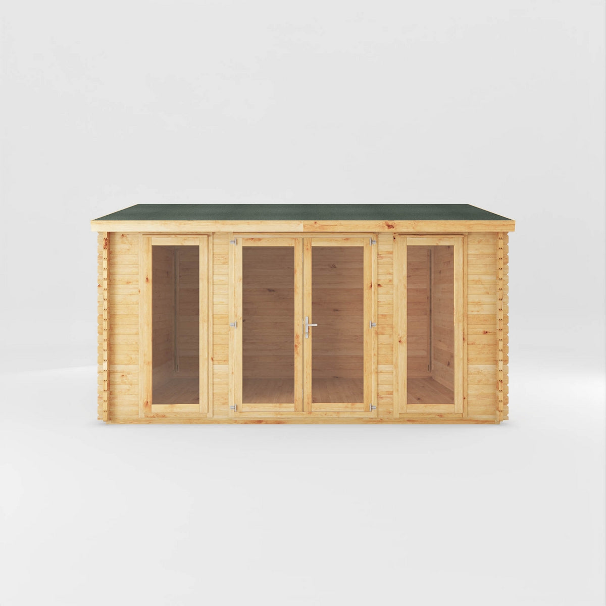 Mercia Studio 11' 11" x 14' 10" Apex Log Cabin - Premium 44mm Cladding Loglap