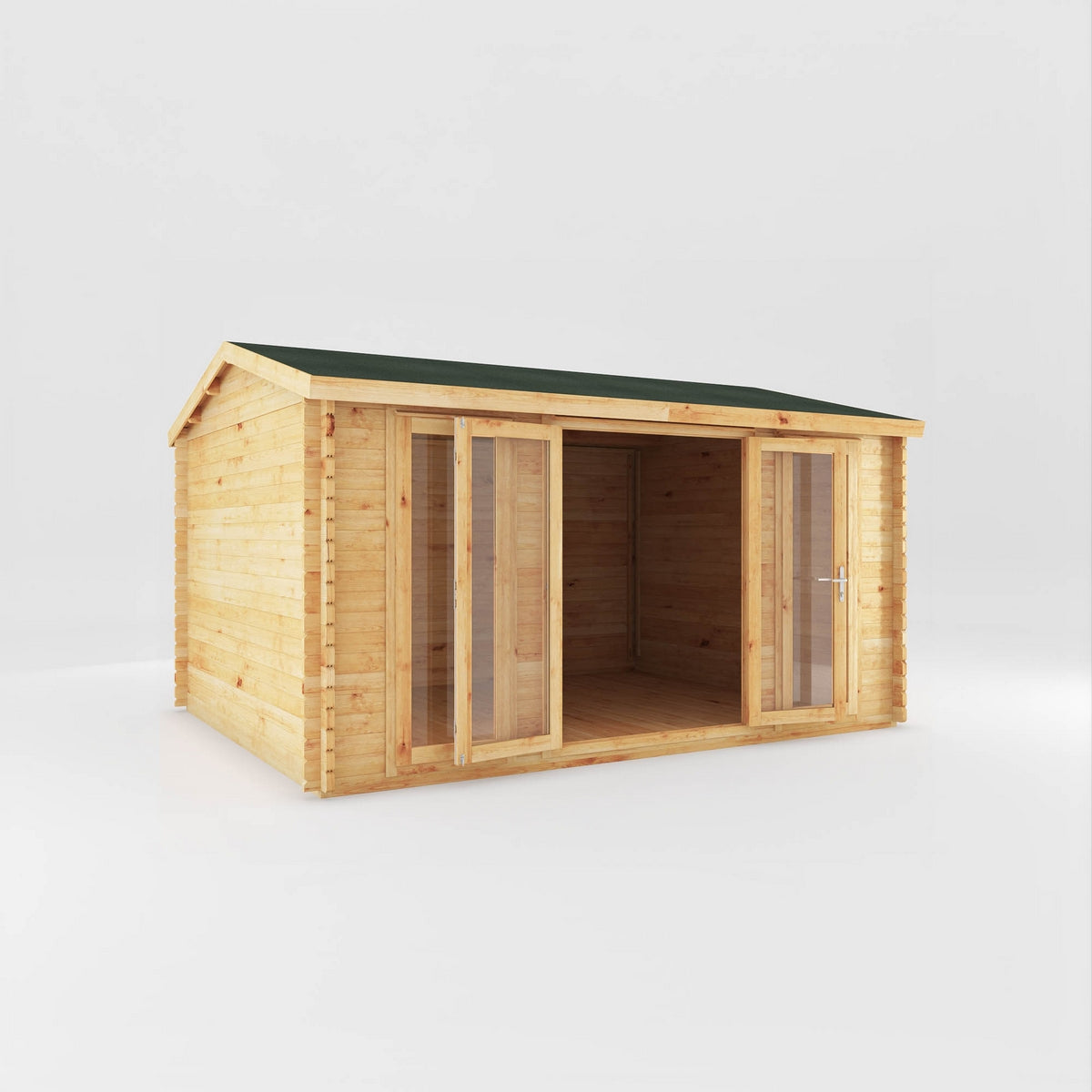 Mercia Studio 11' 11" x 14' 10" Apex Log Cabin - Premium 44mm Cladding Loglap