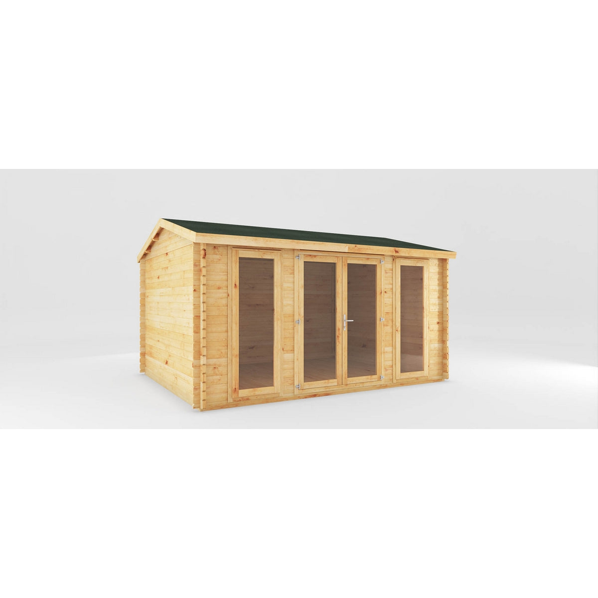 Mercia Studio 11' 11" x 14' 10" Apex Log Cabin - Premium 44mm Cladding Loglap
