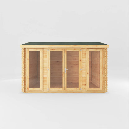 Mercia Studio 10' 3" x 13' 2" Apex Log Cabin - Premium 44mm Cladding Loglap