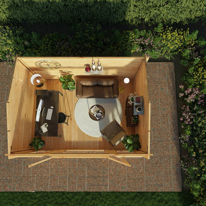 Mercia Studio 10' 3" x 13' 2" Apex Log Cabin - Premium 44mm Cladding Loglap