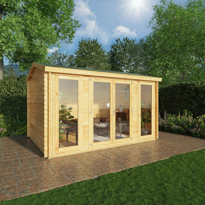 Mercia Studio 10' 3" x 13' 2" Apex Log Cabin - Premium 44mm Cladding Loglap