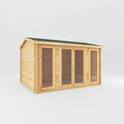 Mercia Studio 10' 3" x 13' 2" Apex Log Cabin - Premium 44mm Cladding Loglap