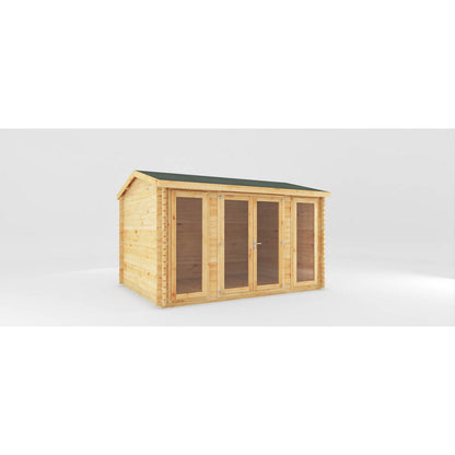 Mercia Studio 10' 3" x 13' 2" Apex Log Cabin - Premium 44mm Cladding Loglap