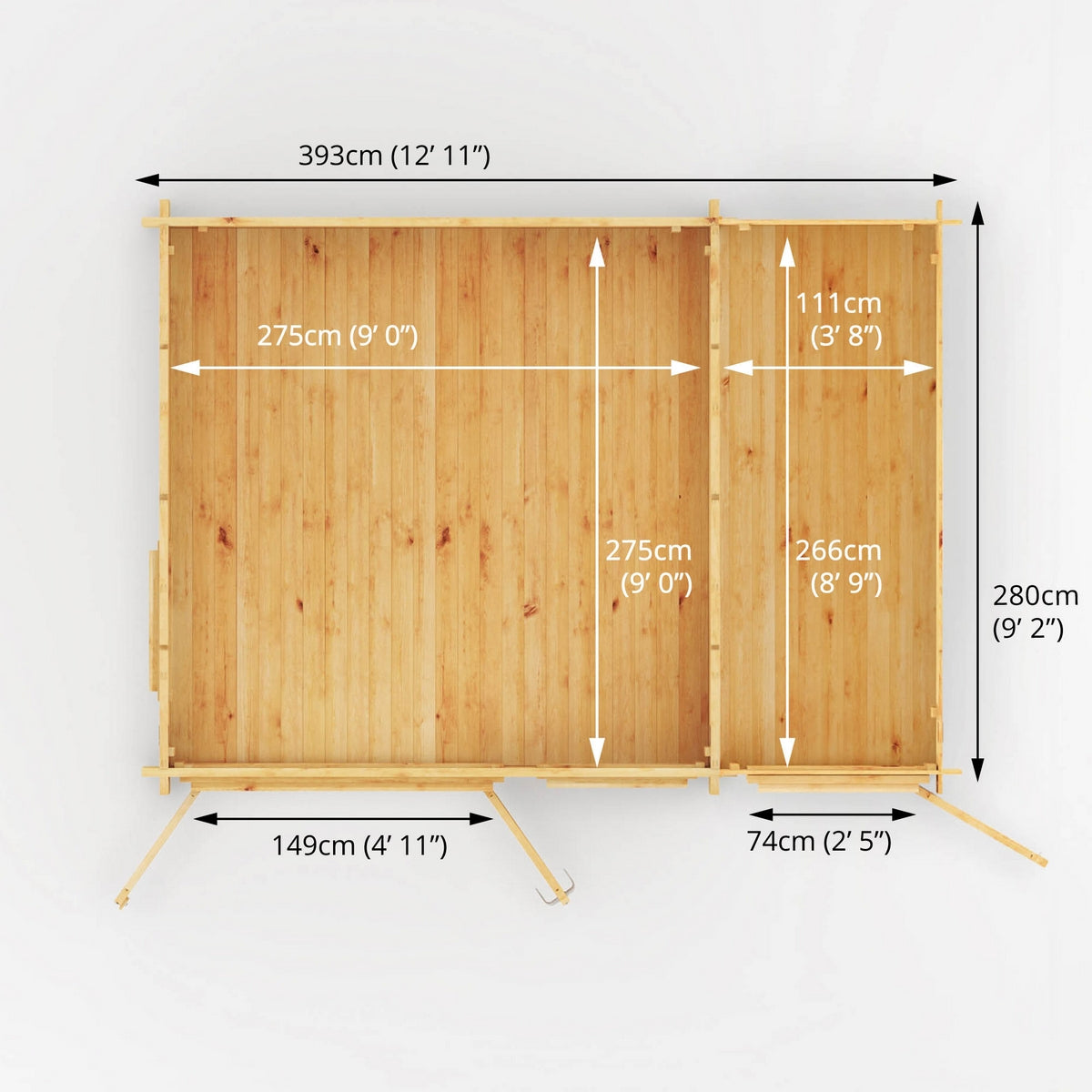 Mercia Elite 10' 3" x 13' 7" Pent Log Cabin - Premium 44mm Cladding Loglap