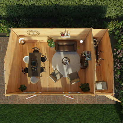 Mercia Studio 13' 7" x 20' 2" Apex Log Cabin - Premium 44mm Cladding Loglap - Brown UPVC