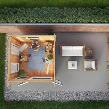 Mercia Studio 9' 11" x 9' 11" Pent Log Cabin - Premium 44mm Cladding Loglap - Grey UPVC