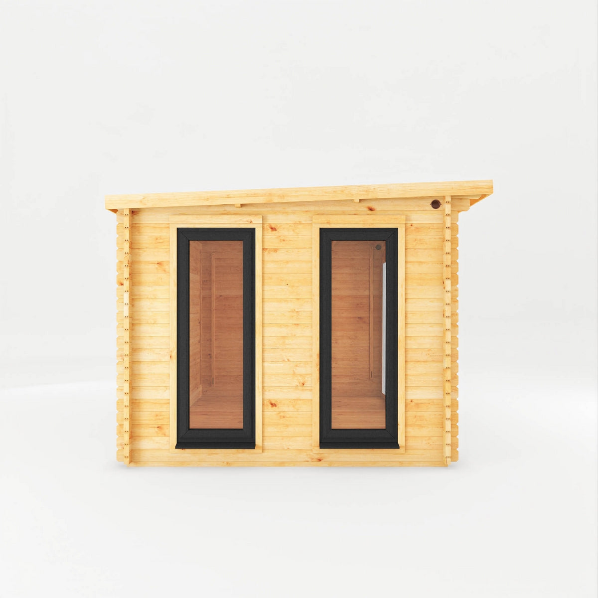 Mercia Studio 10' 11" x 13' 2" Pent Log Cabin - Premium 44mm Cladding Loglap - Grey UPVC