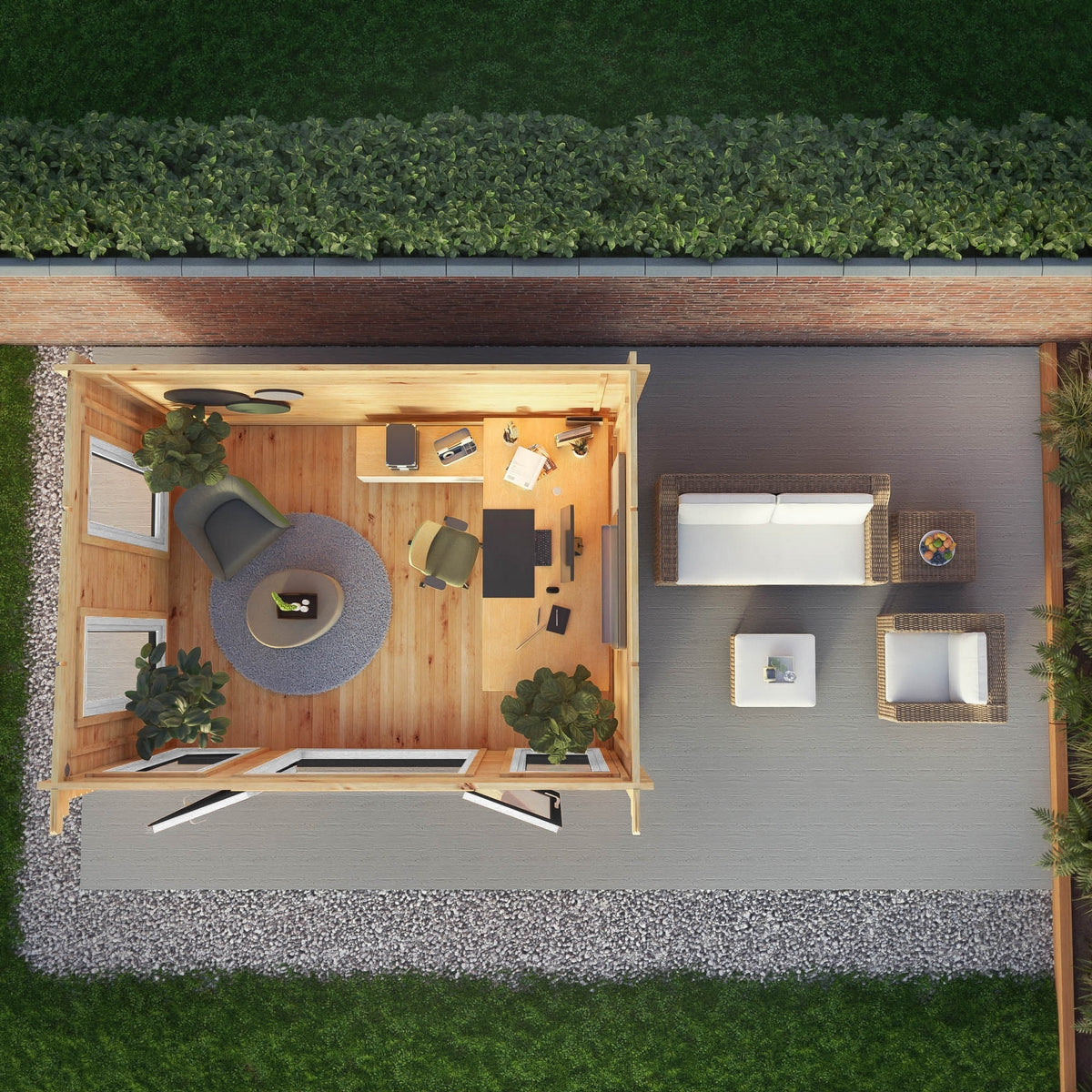 Mercia Studio 10' 11" x 13' 2" Pent Log Cabin - Premium 44mm Cladding Loglap - Grey UPVC