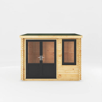 Mercia Elite 10' 3" x 9' 11" Reverse Apex Log Cabin - Premium 44mm Cladding Loglap - Grey UPVC