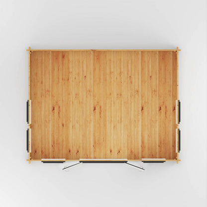 Mercia Clock Tower 13' 7" x 17' 6" Apex Log Cabin - Premium 44mm Cladding Loglap - Grey UPVC