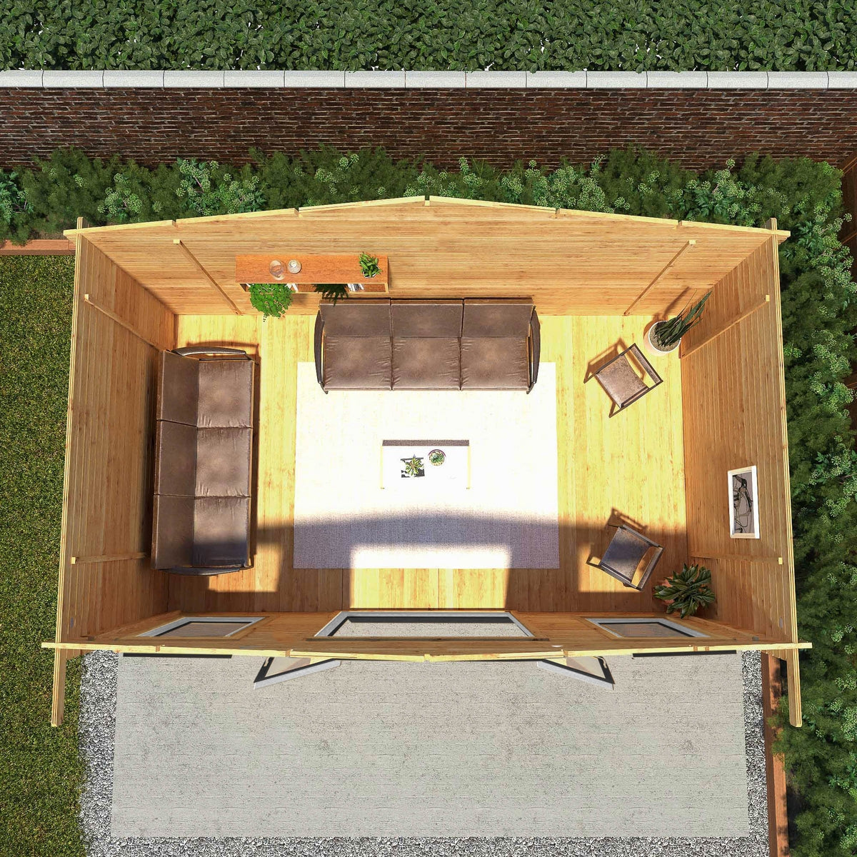 Mercia Retreat 11' 3" x 16' 10" Apex Log Cabin - Premium 44mm Cladding Loglap - Grey UPVC