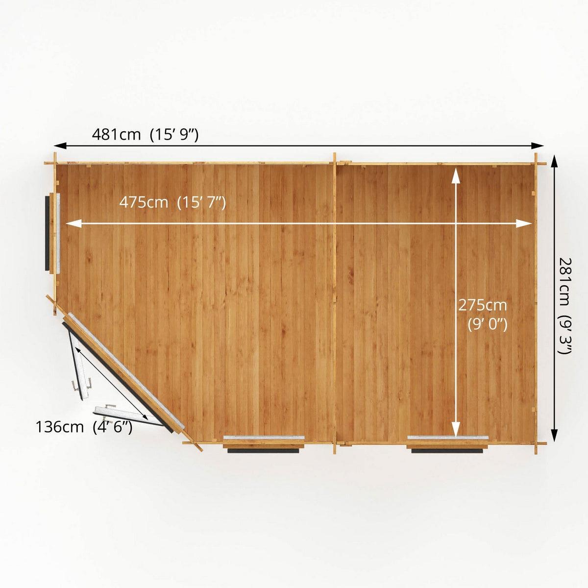 Mercia Corner 10' 4" x 16' 8" Hip Log Cabin - Premium 44mm Cladding Loglap - Grey UPVC