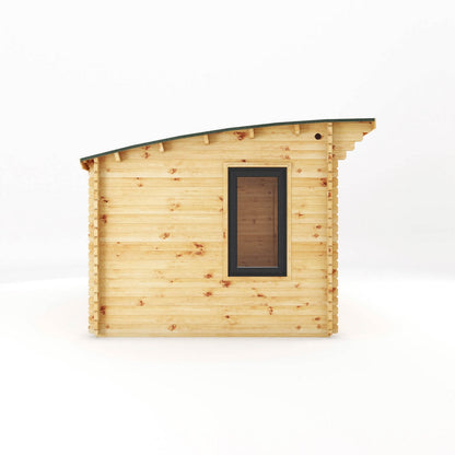 Mercia Helios 11' 5" x 10' Curved Log Cabin - Premium 44mm Cladding Loglap - Grey UPVC