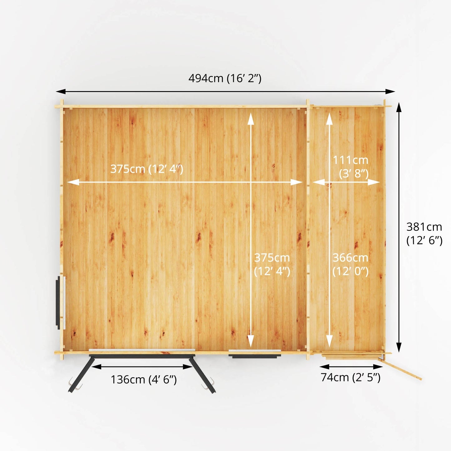 Mercia Elite 13' 6" x 16' 11" Apex Log Cabin - Premium 44mm Cladding Loglap - Grey UPVC