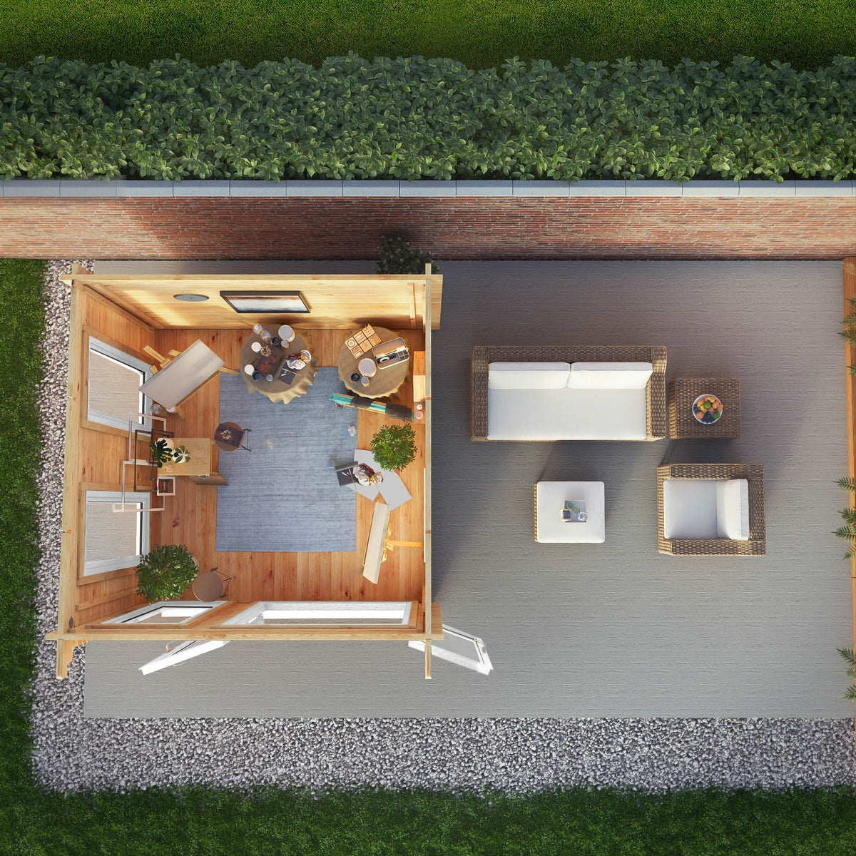 Mercia Studio 9' 11" x 9' 11" Pent Log Cabin - Premium 44mm Cladding Loglap - White UPVC