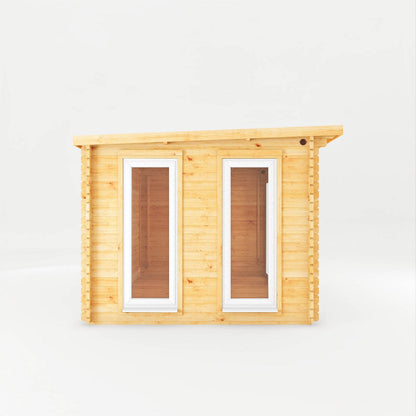 Mercia Studio 10' 11" x 13' 2" Pent Log Cabin - Premium 44mm Cladding Loglap - White UPVC