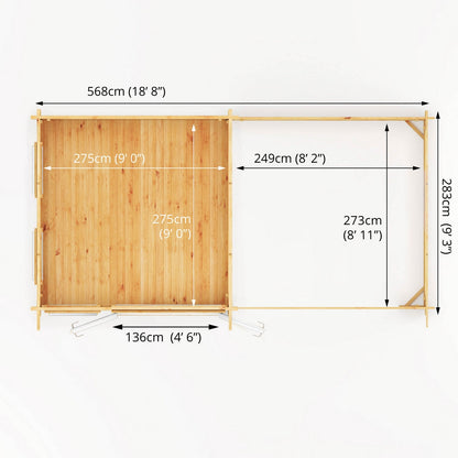 Mercia Studio 10' 11" x 19' 4" Pent Log Cabin - Premium 44mm Cladding Loglap - White UPVC