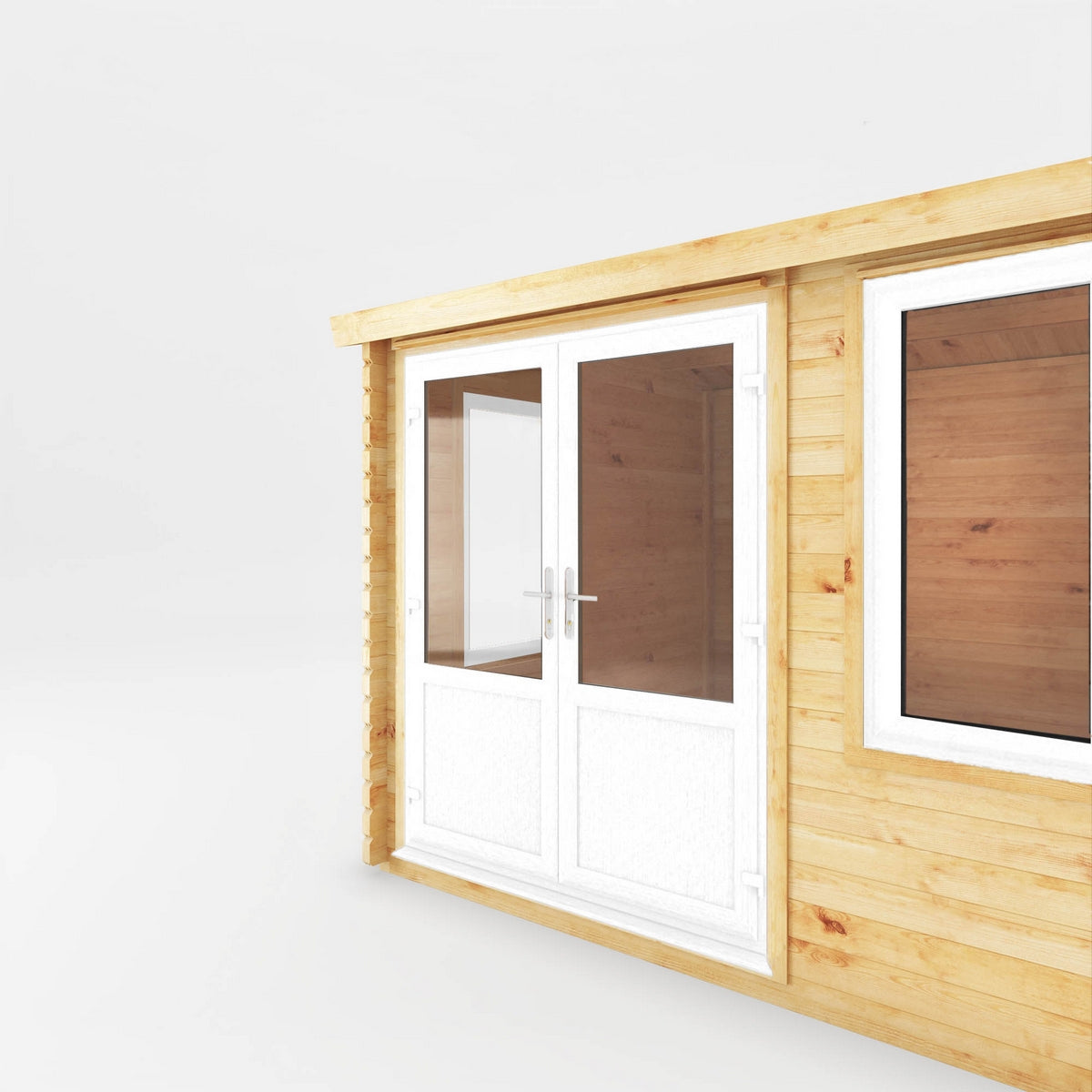 Mercia Elite 10' 3" x 9' 11" Reverse Apex Log Cabin - Premium 44mm Cladding Loglap - White UPVC