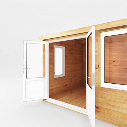 Mercia Elite 10' 3" x 9' 11" Reverse Apex Log Cabin - Premium 44mm Cladding Loglap - White UPVC