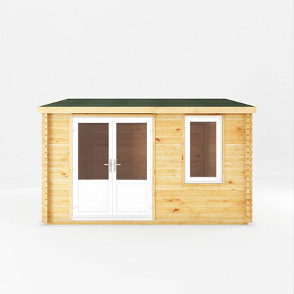 Mercia Elite 13' 6" x 13' 2" Apex Log Cabin - Premium 44mm Cladding Loglap - White UPVC