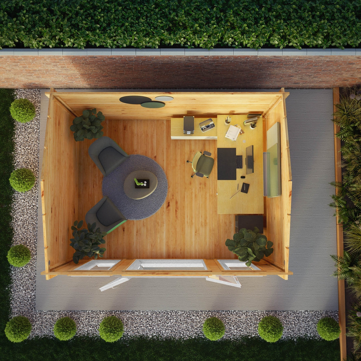 Mercia Studio 11' 11" x 14' 10" Apex Log Cabin - Premium 44mm Cladding Loglap - White UPVC