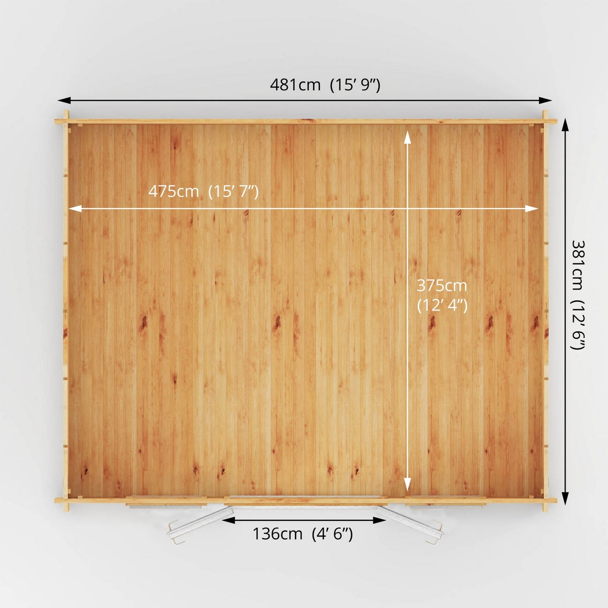 Mercia Studio 13' 7" x 16' 6" Apex Log Cabin - Premium 44mm Cladding Loglap - White UPVC
