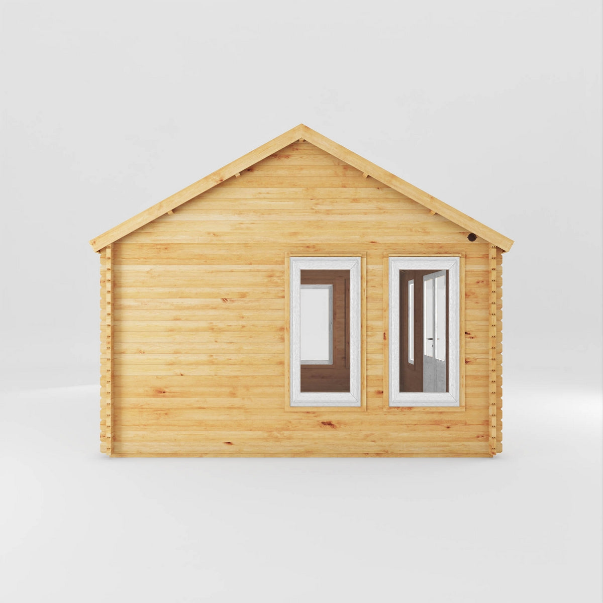 Mercia Clock Tower 13' 7" x 17' 6" Apex Log Cabin - Premium 44mm Cladding Loglap - White UPVC