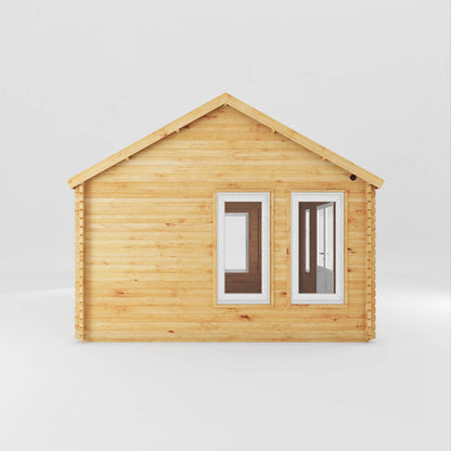 Mercia Clock Tower 13' 7" x 17' 6" Apex Log Cabin - Premium 44mm Cladding Loglap - White UPVC