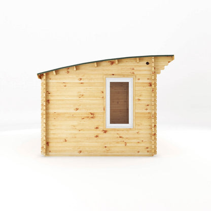 Mercia Helios 11' 5" x 10' Curved Log Cabin - Premium 44mm Cladding Loglap - White UPVC