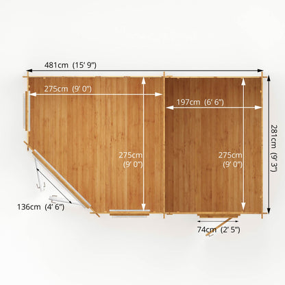 Mercia Corner 10' 4" x 16' 8" Hip Log Cabin Shed - Premium 44mm Cladding Loglap - White UPVC