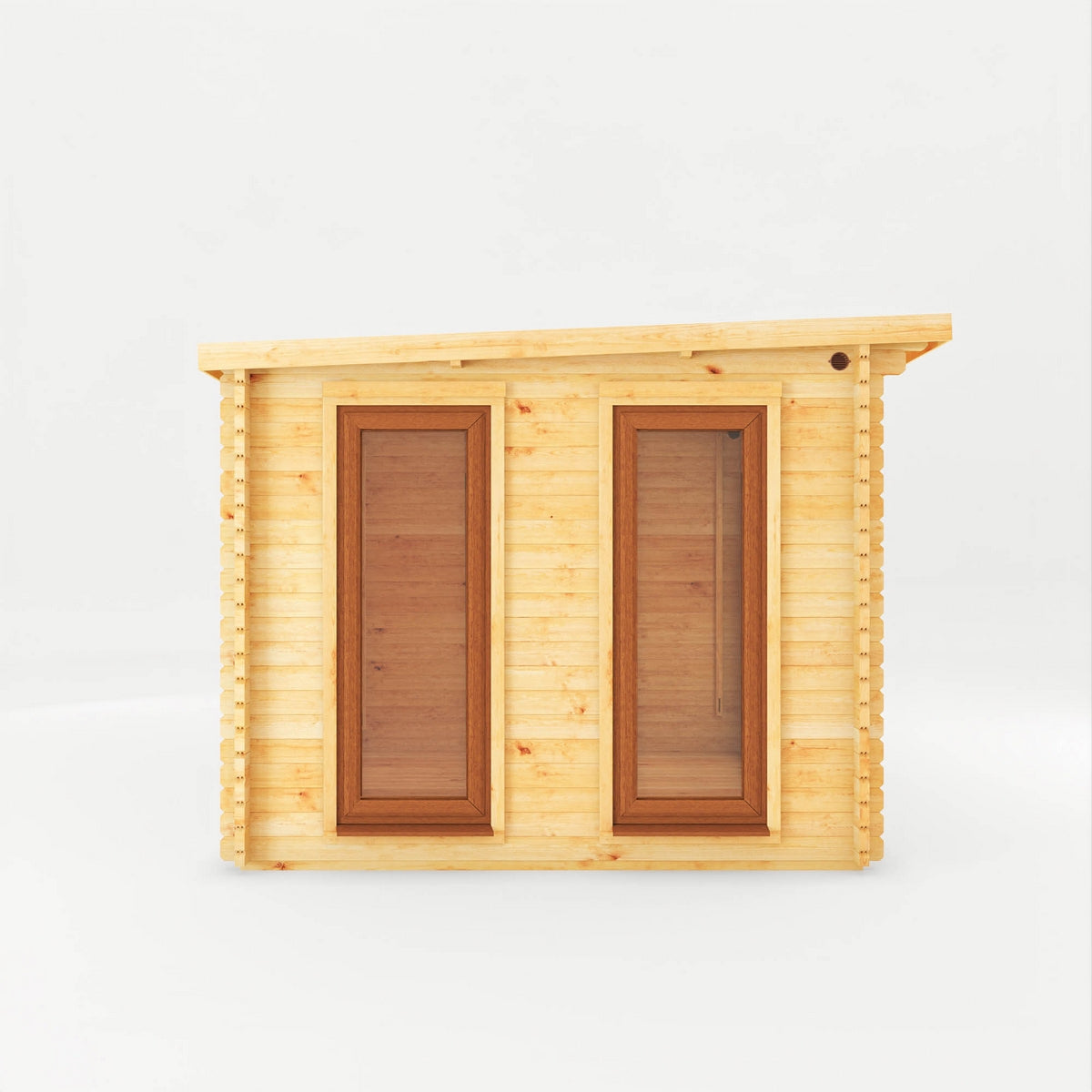 Mercia Studio 9' 11" x 9' 11" Pent Log Cabin - Premium 44mm Cladding Loglap - Brown UPVC