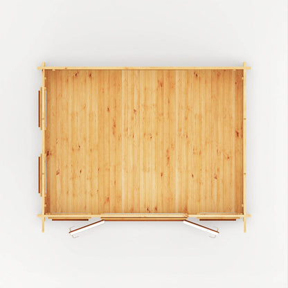 Mercia Studio 10' 11" x 13' 2" Pent Log Cabin - Premium 44mm Cladding Loglap - Brown UPVC