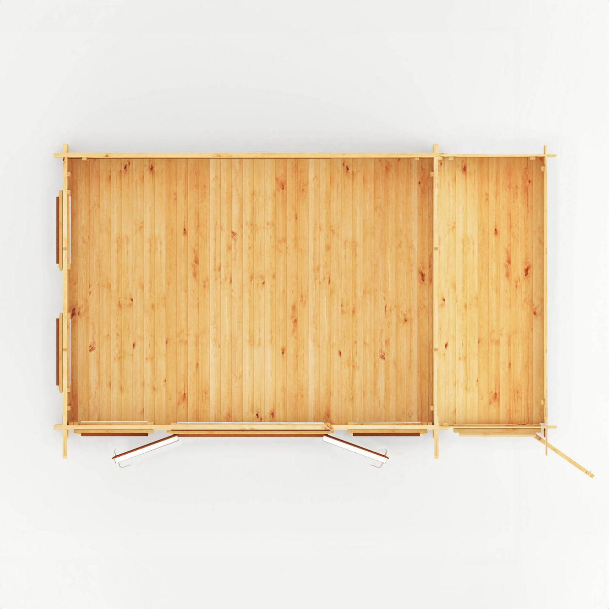 Mercia Studio 10' 11" x 16' 10" Pent Cabin with Shed - Premium 44mm Cladding Loglap - Brown UPVC