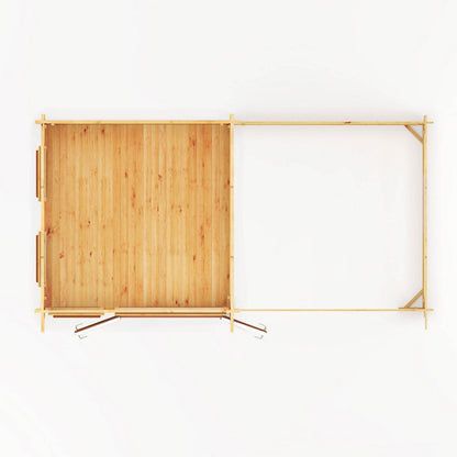 Mercia Studio 10' 11" x 19' 4" Pent Log Cabin - Premium 44mm Cladding Loglap - Brown UPVC