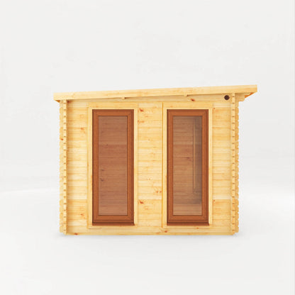 Mercia Studio 10' 11" x 19' 4" Pent Log Cabin - Premium 44mm Cladding Loglap - Brown UPVC