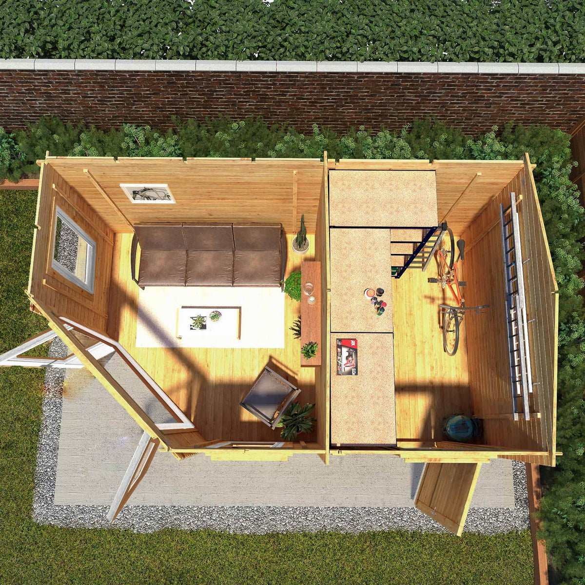 Mercia Corner 10' 4" x 16' 8" Hip Log Cabin Shed - Premium 44mm Cladding Loglap - Brown UPVC