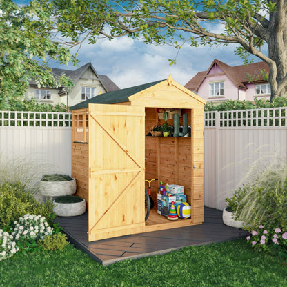 Mercia Woodsman 8' 2" x 4' 3" Apex Shed - Premium Dip Treated Shiplap - Styrene Windows
