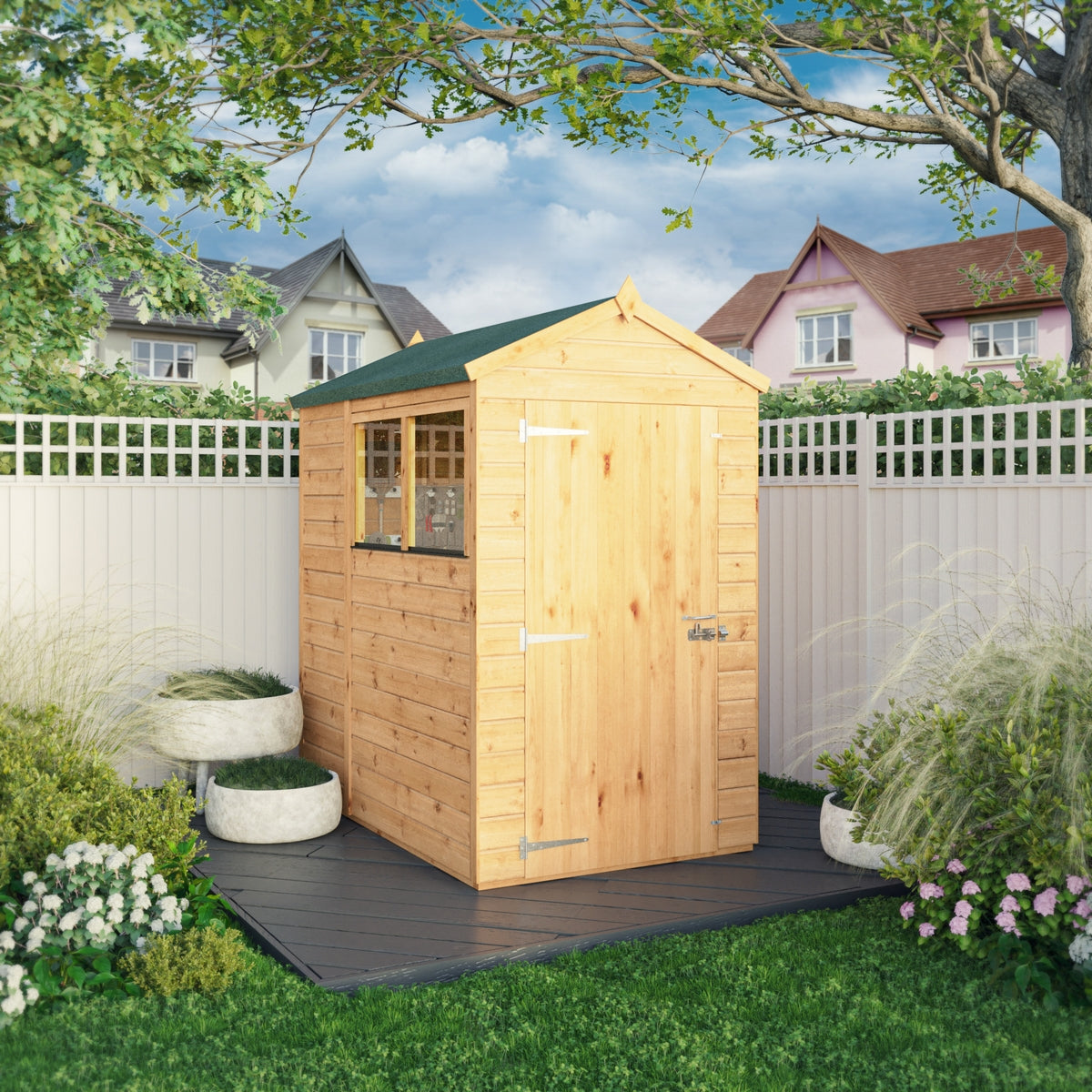 Mercia Woodsman 6' 3" x 4' 3" Apex Shed - Premium Dip Treated Shiplap - Glass Windows